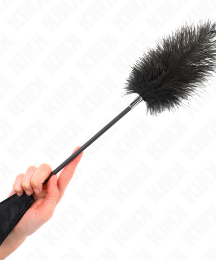 Pleasurements – Kink – Ostrich Feather Tickler With Lace Paddle 56 Cm Pleasurements – Kink – Ostrich Feather Tickler With Lace Paddle 56 Cm