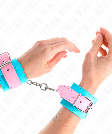 KINK - CUTE WRIST RESTRAINTS BLUE / PINK ADJUSTABLE 16-28 CM X 5 CM KINK - CUTE WRIST RESTRAINTS BLUE / PINK ADJUSTABLE 16-28 CM X 5 CM