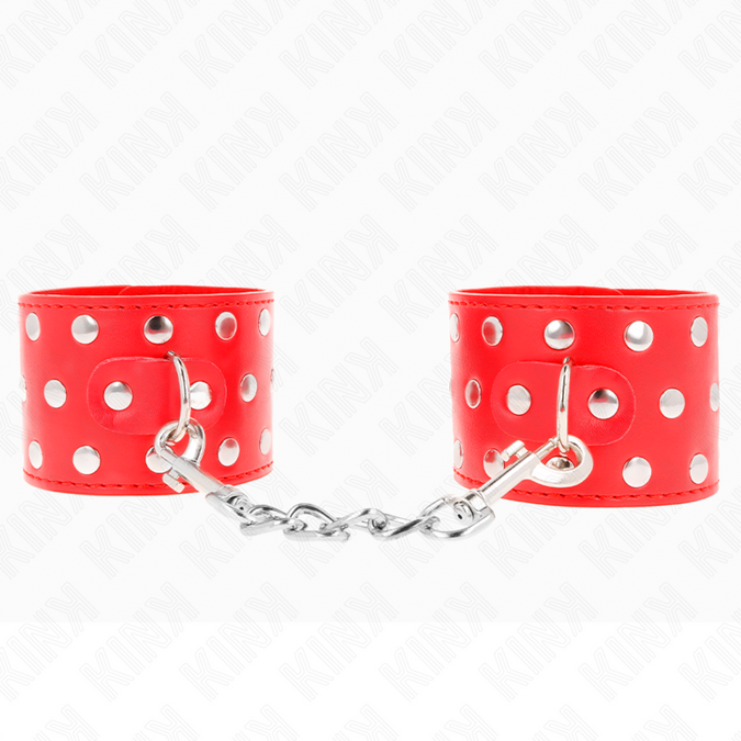 Kink – polsboeien met druksluiting, volledig met klinknagels, rood, verstelbaar 19 – 24 cm x 5,5 cm