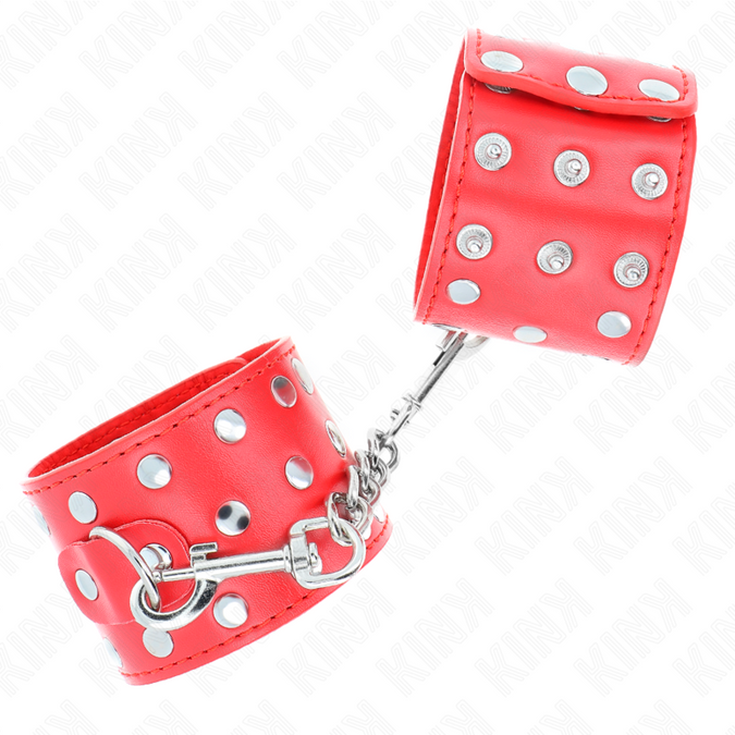 Kink – polsboeien met druksluiting, volledig met klinknagels, rood, verstelbaar 19 – 24 cm x 5,5 cm