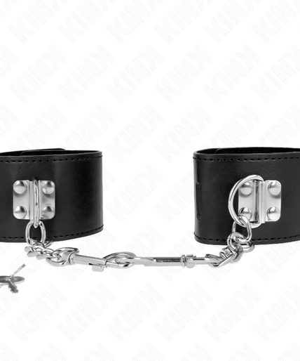 KINK - WRIST RESTRAINTS WITH PADLOCK CLOSURE BLACK ADJUSTABLE 16-23 CM X 5.5 CM KINK - WRIST RESTRAINTS WITH PADLOCK CLOSURE BLACK ADJUSTABLE 16-23 CM X 5.5 CM