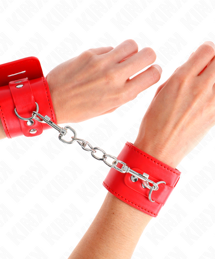 KINK - WRIST RESTRAINTS WITH PADLOCK CLOSURE RED ADJUSTABLE 16-23 CM X 5.5 CM KINK - WRIST RESTRAINTS WITH PADLOCK CLOSURE RED ADJUSTABLE 16-23 CM X 5.5 CM