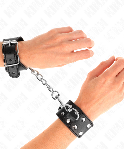 KINK - WRISTBANDS WITH DOUBLE LINE OF ADJUSTABLE STUDS BLACK KINK - WRISTBANDS WITH DOUBLE LINE OF ADJUSTABLE STUDS BLACK