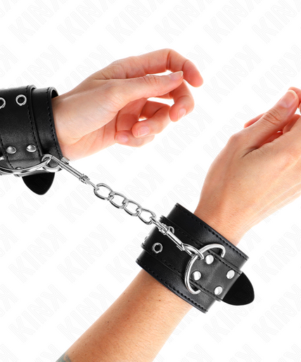 KINK - DOUBLE BUCKLE WRIST RESTRAINTS BLACK ADJUSTABLE 19-26 CM KINK - DOUBLE BUCKLE WRIST RESTRAINTS BLACK ADJUSTABLE 19-26 CM
