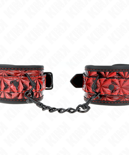 KINK - DIAMOND PATTERN WRIST RESTRAINTS DARK RED ADJUSTABLE 17-26 CM X 5.5 CM KINK - DIAMOND PATTERN WRIST RESTRAINTS DARK RED ADJUSTABLE 17-26 CM X 5.5 CM