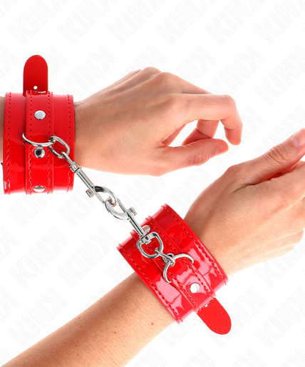 KINK - SHINY HAND CUFFS RED ADJUSTABLE 23-33 CM KINK - SHINY HAND CUFFS RED ADJUSTABLE 23-33 CM