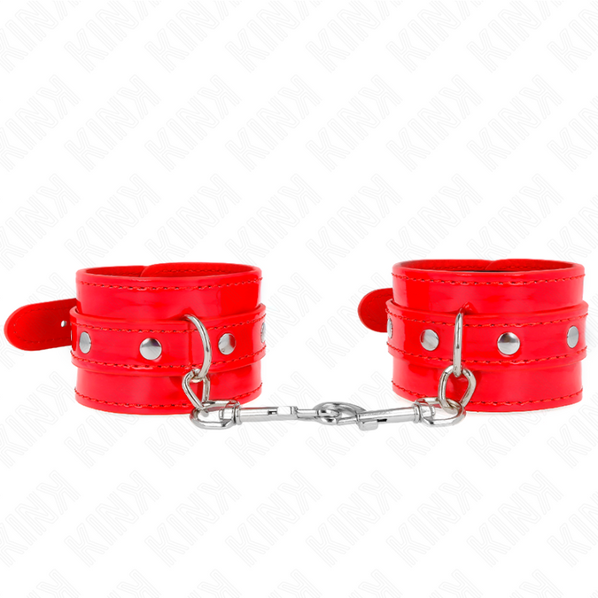Kink – Shiny Hand Cuffs Red Adjustable 23 – 33 Cm