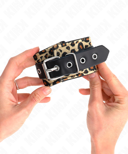 KINK - LEOPARD REAL LEATHER WRIST RESTRAINT ADJUSTABLE 18-29 CM X 5.5 CM KINK - LEOPARD REAL LEATHER WRIST RESTRAINT ADJUSTABLE 18-29 CM X 5.5 CM