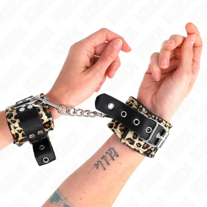 KINK - LEOPAARD ECHT LEREN POLSBAND VERSTELBAAR 18-29 CM X 5,5 CM