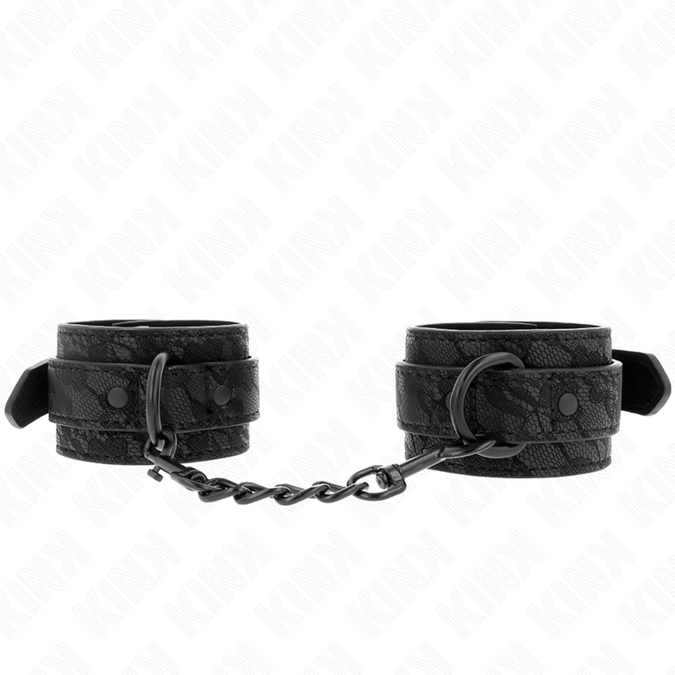 Kink – Dark Lace Covered Wrist Cuffs Adjustable Black 19 – 26 Cm
