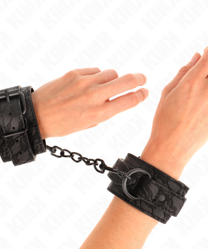 KINK - DARK LACE COVERED WRIST CUFFS ADJUSTABLE BLACK 19-26 CM KINK - DARK LACE COVERED WRIST CUFFS ADJUSTABLE BLACK 19-26 CM