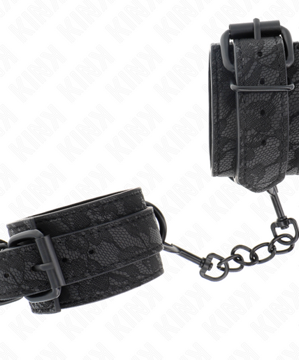 KINK - DARK LACE COVERED WRIST CUFFS ADJUSTABLE BLACK 19-26 CM KINK - DARK LACE COVERED WRIST CUFFS ADJUSTABLE BLACK 19-26 CM