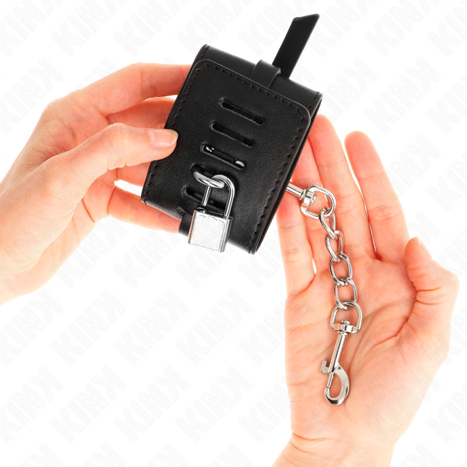 KINK - DELUXE AFSLUITBARE POLSBANDEN ZWART VERSTELBAAR 14.5-21 CM X 6 CM