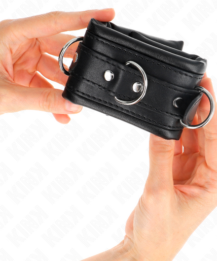 KINK - HEAVY WRIST RESTRAINTS WITH BLACK FUR LINED ADJUSTABLE 20-30 CM X 6 CM KINK - HEAVY WRIST RESTRAINTS WITH BLACK FUR LINED ADJUSTABLE 20-30 CM X 6 CM