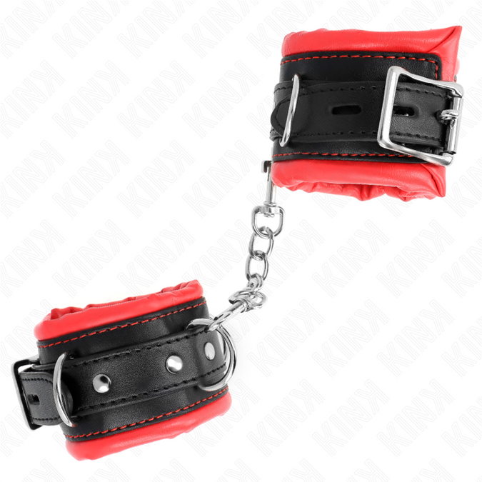 Kink – Zware polsboeien met rode bontvoering, verstelbaar 20 – 30 cm x 6 cm