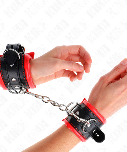 KINK - HEAVY WRIST RESTRAINTS WITH RED FUR LINED ADJUSTABLE 20-30 CM X 6 CM KINK - HEAVY WRIST RESTRAINTS WITH RED FUR LINED ADJUSTABLE 20-30 CM X 6 CM
