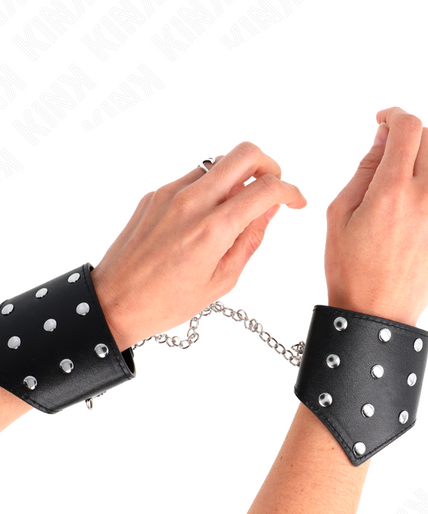 KINK - BLACK POINT STYLE WRISTBANDS WITH CHAIN ADJUSTABLE 17-23 CM X 8.5 CM KINK - BLACK POINT STYLE WRISTBANDS WITH CHAIN ADJUSTABLE 17-23 CM X 8.5 CM