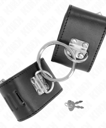KINK - FIXED WRIST RESTRAINTS WITH RING AND PADLOCK CLOSURE BLACK ADJUSTABLE 16-23 CM X 5.5 CM KINK - FIXED WRIST RESTRAINTS WITH RING AND PADLOCK CLOSURE BLACK ADJUSTABLE 16-23 CM X 5.5 CM