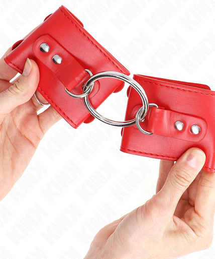 KINK - FIXED WRIST RESTRAINTS WITH RING AND STUDS ADJUSTABLE RED 17-22 CM X 6.5 CM KINK - FIXED WRIST RESTRAINTS WITH RING AND STUDS ADJUSTABLE RED 17-22 CM X 6.5 CM