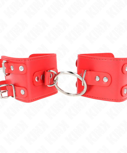 KINK - FIXED WRIST RESTRAINTS WITH RING AND STUDS ADJUSTABLE RED 17-22 CM X 6.5 CM KINK - FIXED WRIST RESTRAINTS WITH RING AND STUDS ADJUSTABLE RED 17-22 CM X 6.5 CM