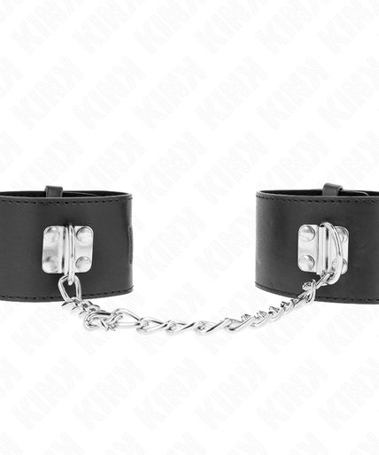 KINK - FIXED WRIST RESTRAINTS WITH CHAIN 30 CM AND PADLOCK CLOSURE BLACK ADJUSTABLE 16-23 CM X 5.5 CM KINK - FIXED WRIST RESTRAINTS WITH CHAIN 30 CM AND PADLOCK CLOSURE BLACK ADJUSTABLE 16-23 CM X 5.5 CM