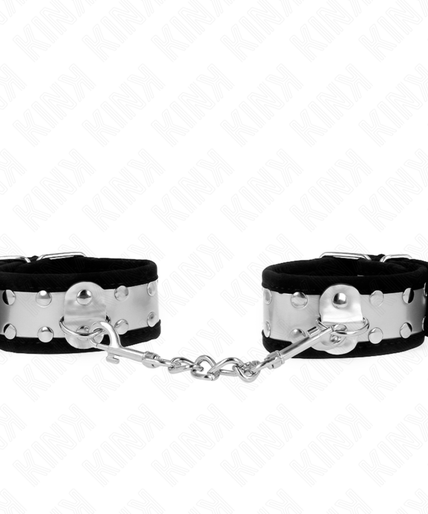 KINK - THIN WRIST RESTRAINTS BLACK / SILVER 30 X 4 CM KINK - THIN WRIST RESTRAINTS BLACK / SILVER 30 X 4 CM