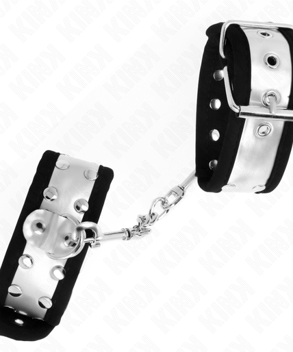 KINK - THIN WRIST RESTRAINTS BLACK / SILVER 30 X 4 CM KINK - THIN WRIST RESTRAINTS BLACK / SILVER 30 X 4 CM