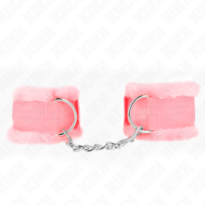KINK - ROZE HARIGE GEVOERDE POLSBANDEN VERSTELBAAR 17-31 CM X 7 CM