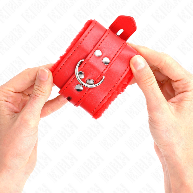 KINK - POLSBROEKEN MET VIERKANTE GATEN ROOD EN RODE RIEM VERSTELBAAR 17-29 CM X 6 CM