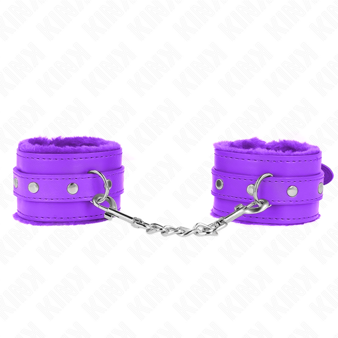 KINK - PREMIUM MET BONT GEVOERDE POLSBANDEN PAARS MET PAARSE RIEM VERSTELBAAR 17-29 CM X 6 CM