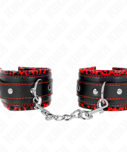 KINK - FUR LINED WRIST RESTRAINTS RED / BLACK ADJUSTABLE 17-29 CM X 6 CM KINK - FUR LINED WRIST RESTRAINTS RED / BLACK ADJUSTABLE 17-29 CM X 6 CM
