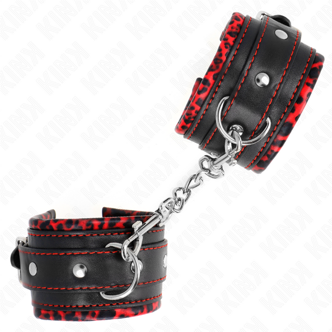 KINK - POLSBROEKEN MET BONTVOERING ROOD / ZWART VERSTELBAAR 17-29 CM X 6 CM