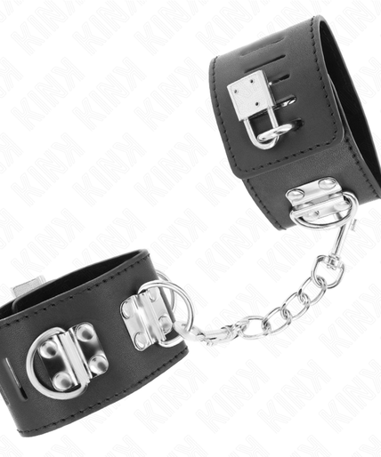 KINK - MULTIPOSITION WRIST RESTRAINTS WITH PADLOCK CLOSURE BLACK ADJUSTABLE 16-23 CM X 5.5 CM KINK - MULTIPOSITION WRIST RESTRAINTS WITH PADLOCK CLOSURE BLACK ADJUSTABLE 16-23 CM X 5.5 CM