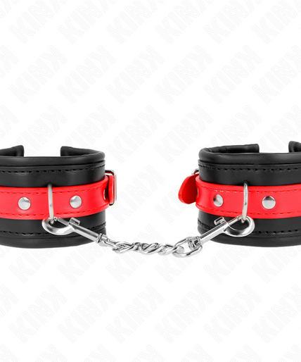 KINK - WRIST RESTRAINTS BLACK WITH RED BELT ADJUSTABLE 17-28 CM X 6 CM KINK - WRIST RESTRAINTS BLACK WITH RED BELT ADJUSTABLE 17-28 CM X 6 CM