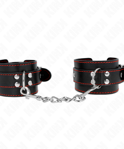 KINK - WRIST RESTRAINTS BLACK WITH RED LINING ADJUSTABLE 20-28 CM X 5.5 CM KINK - WRIST RESTRAINTS BLACK WITH RED LINING ADJUSTABLE 20-28 CM X 5.5 CM