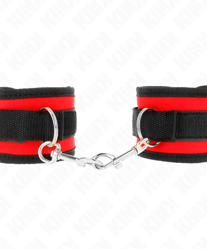KINK - NYLON BIND HOOK&LOOP WRIST RESTRAINTS RED-BLACK MODEL 2 ADJUSTABLE 18-35 CM X 6 CM KINK - NYLON BIND HOOK&LOOP WRIST RESTRAINTS RED-BLACK MODEL 2 ADJUSTABLE 18-35 CM X 6 CM