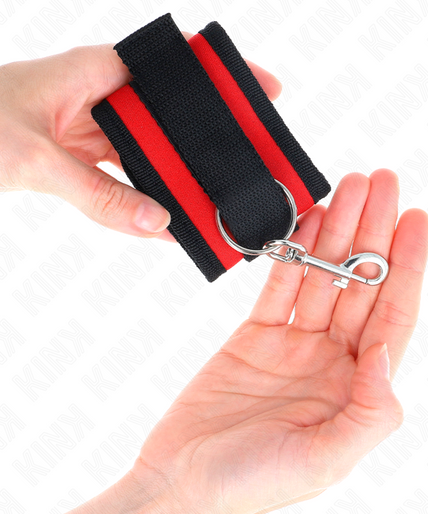KINK - NYLON BIND HOOK&LOOP WRIST RESTRAINTS RED-BLACK MODEL 2 ADJUSTABLE 18-35 CM X 6 CM KINK - NYLON BIND HOOK&LOOP WRIST RESTRAINTS RED-BLACK MODEL 2 ADJUSTABLE 18-35 CM X 6 CM