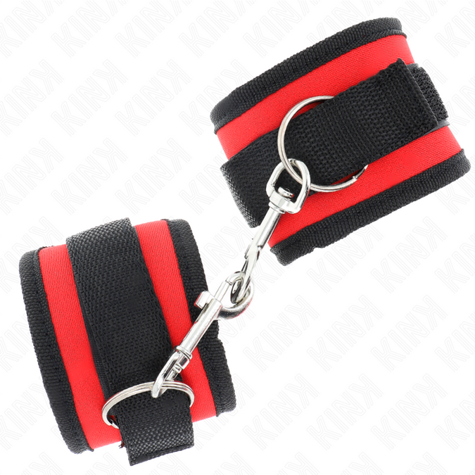 KINK - NYLON BIND HAAK&LUS POLSBANDJES ROOD-ZWART MODEL 2 VERSTELBAAR 18-35 CM X 6 CM