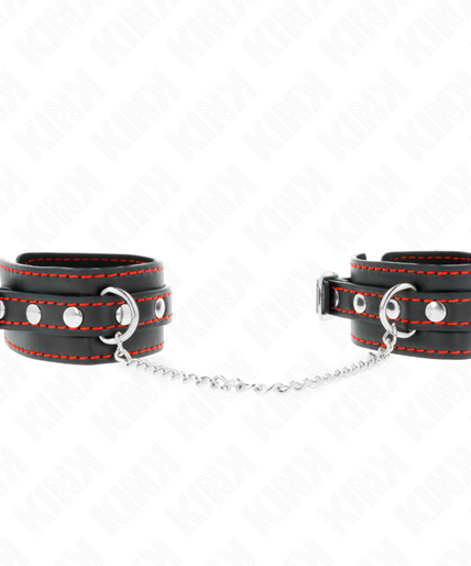 KINK - SMALL WRIST RESTRAINTS BLACK WITH RED LINING ADJUSTABLE 14-24 CM X 3.5 CM KINK - SMALL WRIST RESTRAINTS BLACK WITH RED LINING ADJUSTABLE 14-24 CM X 3.5 CM