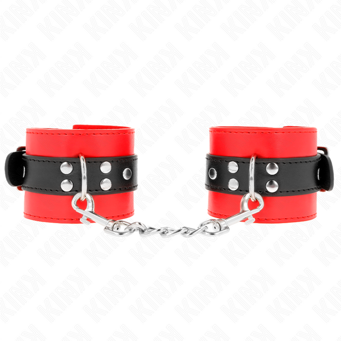 KINK - POLSBANDJES ROOD MET ZWARTE RIEM VERSTELBAAR 17-28 CM X 6 CM