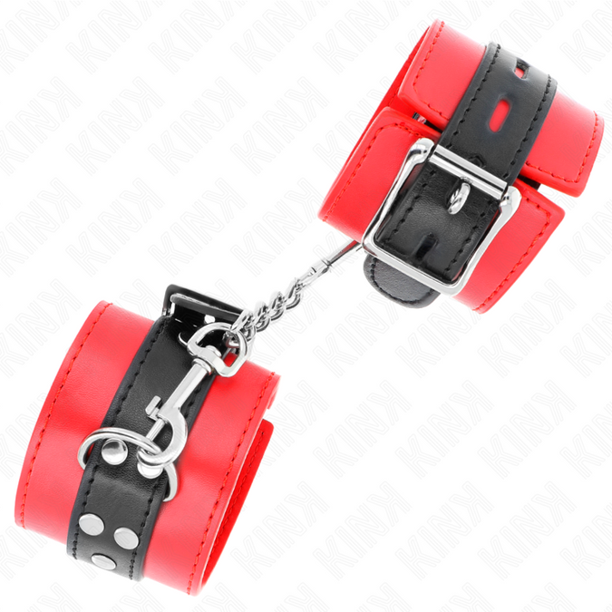KINK - POLSBANDJES ROOD MET ZWARTE RIEM VERSTELBAAR 17-28 CM X 6 CM