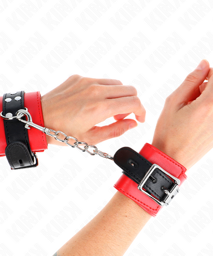KINK - WRIST RESTRAINTS RED WITH BLACK BELT ADJUSTABLE 17-28 CM X 6 CM KINK - WRIST RESTRAINTS RED WITH BLACK BELT ADJUSTABLE 17-28 CM X 6 CM
