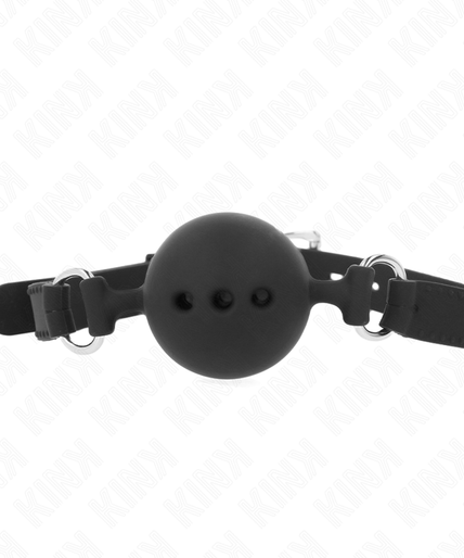 KINK - FULL SILICONE GAG 55 x 2 CM WITH 4.5 CM BALL SIZE M BLACK ADJUSTABLE 35-51 CM KINK - FULL SILICONE GAG 55 x 2 CM WITH 4.5 CM BALL SIZE M BLACK ADJUSTABLE 35-51 CM