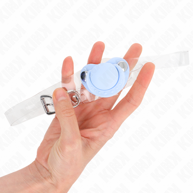 Kink – Lichtblauwe speenvormige gag 5,5 x 4 cm verstelbaar 43 – 60 cm