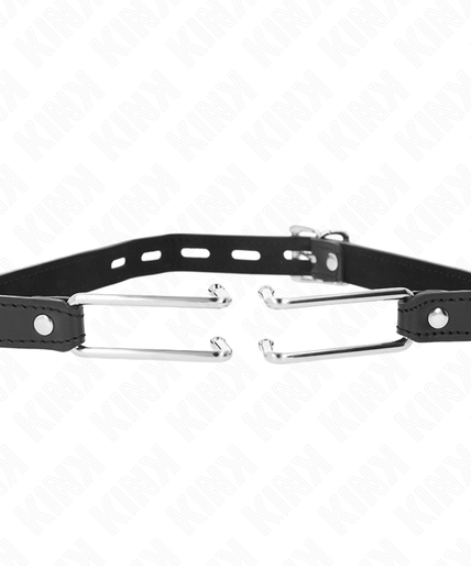 KINK - METAL HOOK GAG 11.5 CM WITH LEATHERETTE STRAP ADJUSTABLE 39-58 CM X 2 CM KINK - METAL HOOK GAG 11.5 CM WITH LEATHERETTE STRAP ADJUSTABLE 39-58 CM X 2 CM