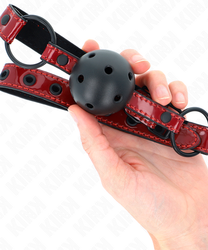 KINK - SHINY LEATHERETTE BALL 4.5 CM GAG 63.5 X 2 CM ADJUSTABLE 41 X 59 CM KINK - SHINY LEATHERETTE BALL 4.5 CM GAG 63.5 X 2 CM ADJUSTABLE 41 X 59 CM