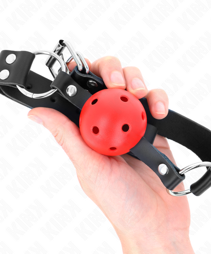 KINK - BREATHABLE BALL 4 CM GAG WITH DOUBLE RIVET RED 62.5 x 2.5 CM ADJUSTABLE 42-58 CM KINK - BREATHABLE BALL 4 CM GAG WITH DOUBLE RIVET RED 62.5 x 2.5 CM ADJUSTABLE 42-58 CM