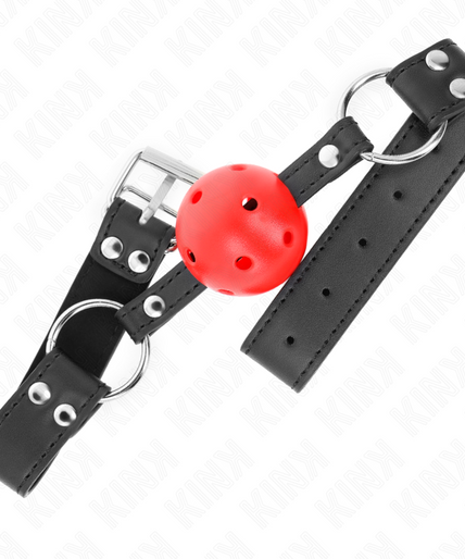 KINK - BREATHABLE BALL 4 CM GAG WITH DOUBLE RIVET LEATHER 62.5 x 2.5 CM ADJUSTABLE 42-58 CM KINK - BREATHABLE BALL 4 CM GAG WITH DOUBLE RIVET LEATHER 62.5 x 2.5 CM ADJUSTABLE 42-58 CM