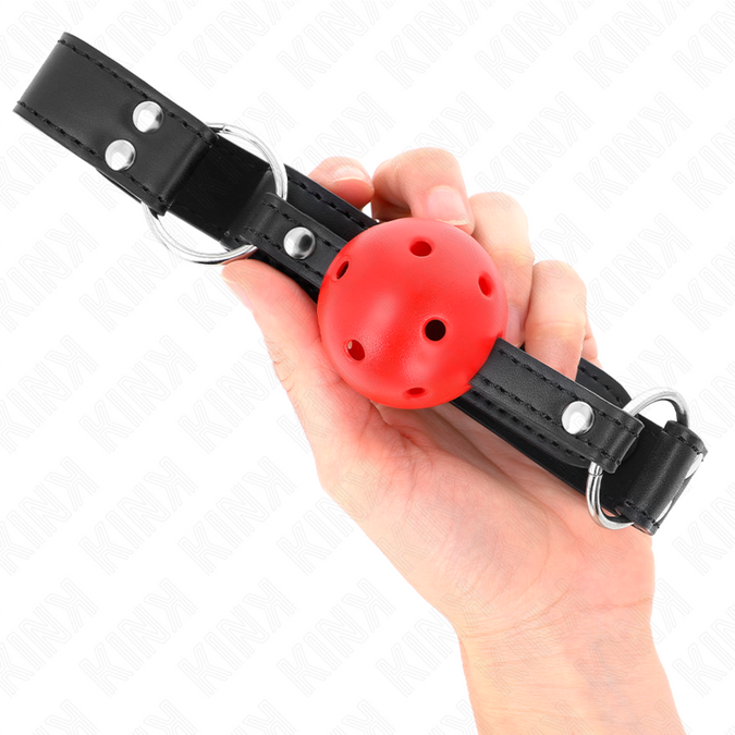 KINK - ADEMENDE BAL KNEVEL 4 CM MET DUBBELE KLINKNAGEL LEER 62,5 x 2,5 CM VERSTELBAAR 42-58 CM