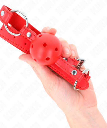 KINK - BREATHABLE BALL 4 CM GAG WITH DOUBLE RIVET MODEL 1 RED 62.5 x 2.5 CM ADJUSTABLE 42-58 CM KINK - BREATHABLE BALL 4 CM GAG WITH DOUBLE RIVET MODEL 1 RED 62.5 x 2.5 CM ADJUSTABLE 42-58 CM